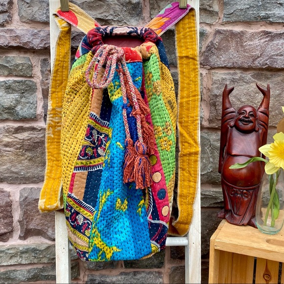 fire monkey Handbags - ✨VINTAGE KANTHA SARI BOHO HIPPIE BACKPACK